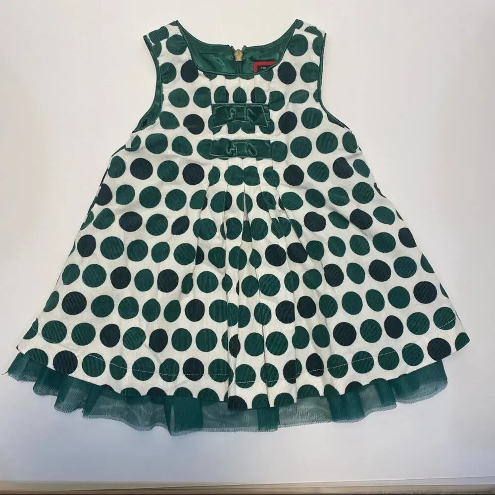 The Children’s Place Girls Dress size 6-9 months Corduroy Green Polka Dot